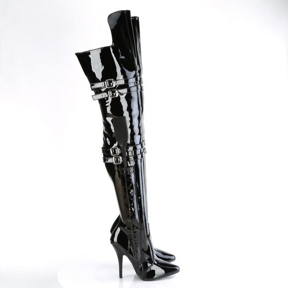 Dominatrix Heel Stretch Thigh High Boots - Picture 1 of 5